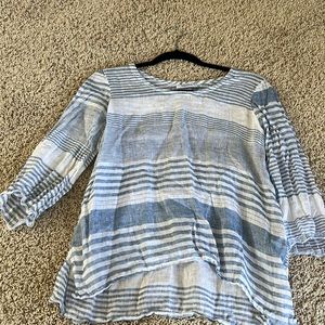 Light Blue and White Striped Long Sleeve Top by Rails
